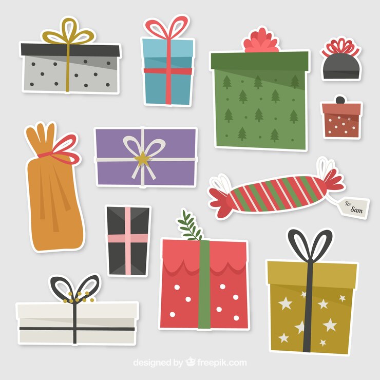 Vecteur gratuit autocollants de noël