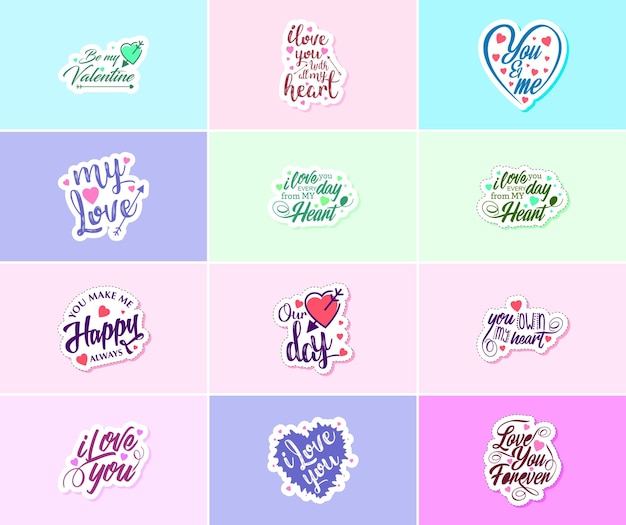 Autocollants de typographie de la Saint-Valentin LoveFilled