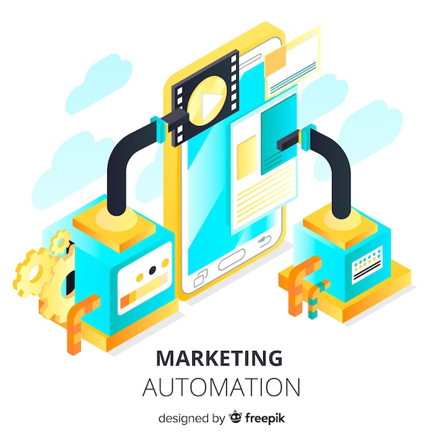 Vecteur gratuit automatisation du marketing fond plat