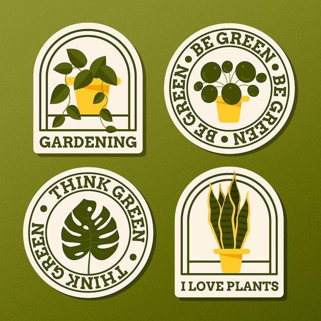 Avait Dessiné Des étiquettes De Jardinage De Texture Avec Des Plantes