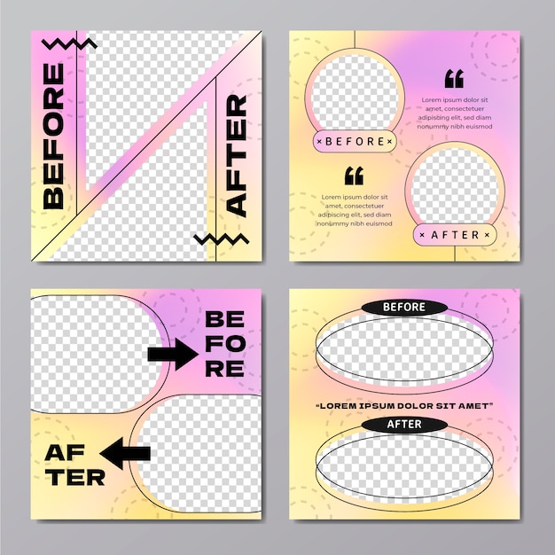 Vecteur gratuit avant et après la collecte ig post