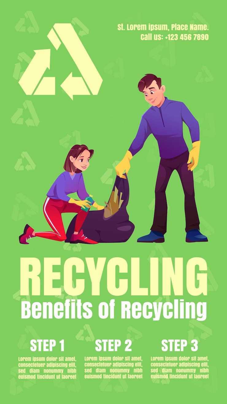 Vecteur gratuit avantages de l'affiche d'infographie de recyclage, écologie