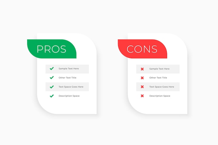 Vecteur gratuit avantages et inconvénients de la conception de la liste de comparaison