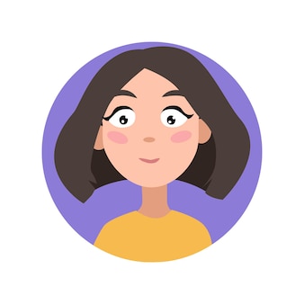 L'avatar du profil de l'utilisateur féminin est une femme un personnage pour un économiseur d'écran avec des émotions