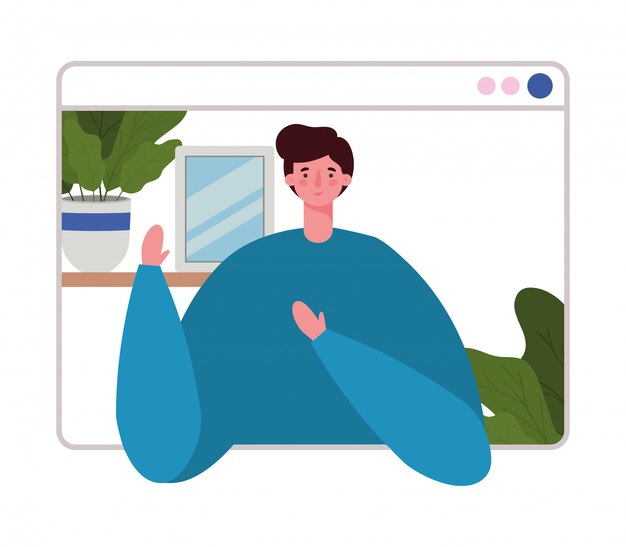 Avatar De L Homme Sur Le Site Web Dans La Conception De Chat Video Vecteur Premium Avatar De L Homme Sur Le Site Web Dans La Conception De Chat Video Vecteur Premium