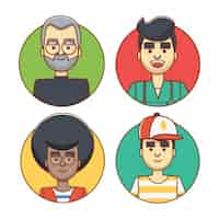 Vecteur gratuit avatars colorés des hommes