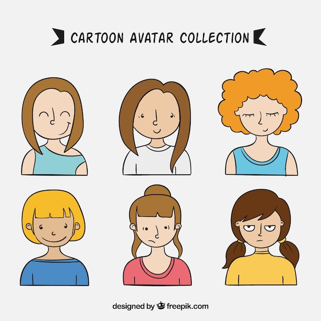 Avatars Femelles Avec Style Dessiné à La Main