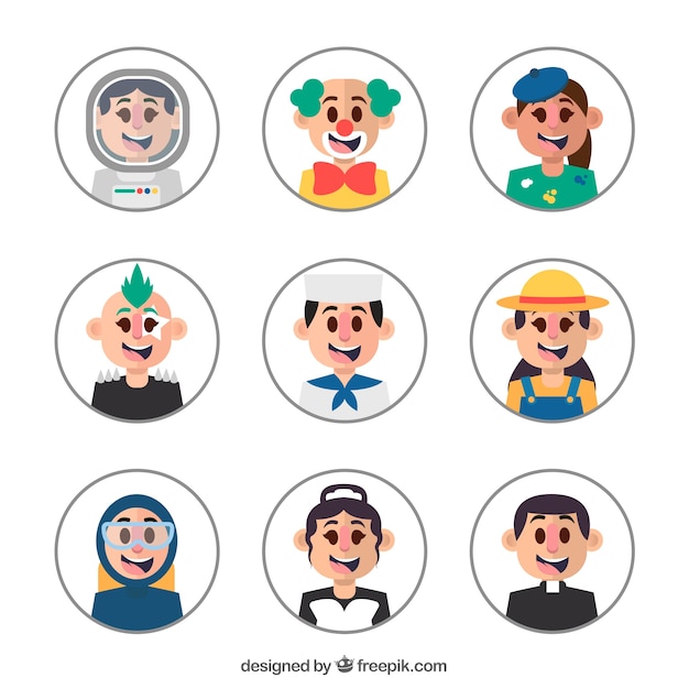 Avatars Heureux Avec Différentes Professions