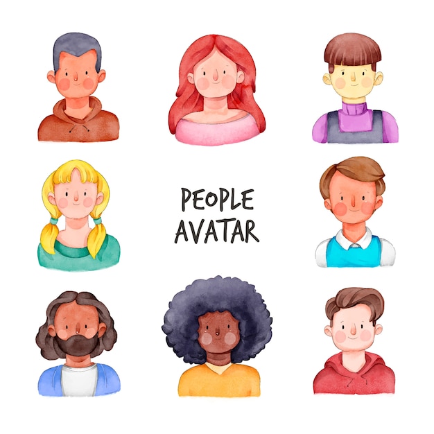 Vecteur gratuit avatars de personnes avec de jeunes visages