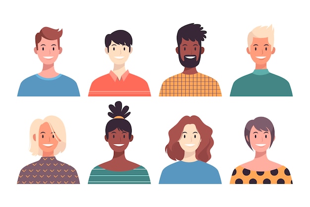 Vecteur gratuit avatars de personnes multiraciales