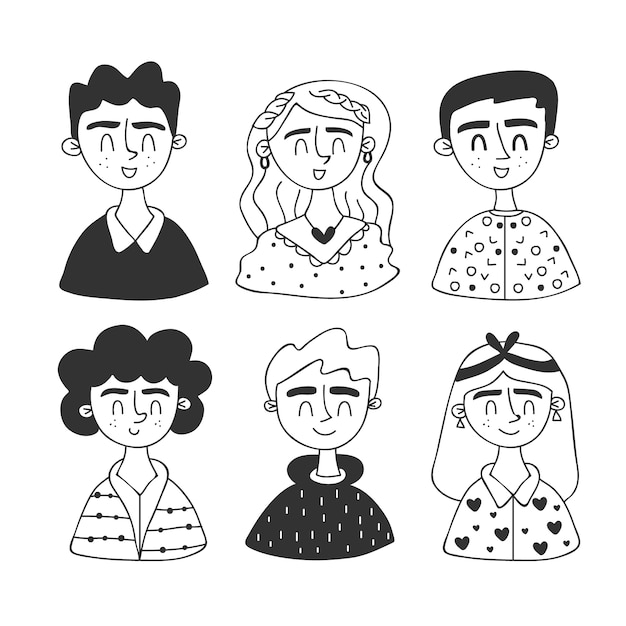 Vecteur gratuit avatars de personnes style dessiné à la main