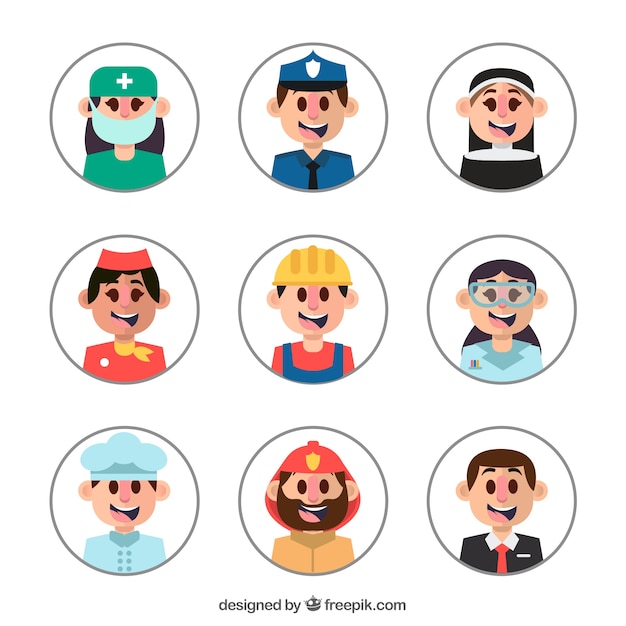 Avatars Smiley Avec Différentes Professions