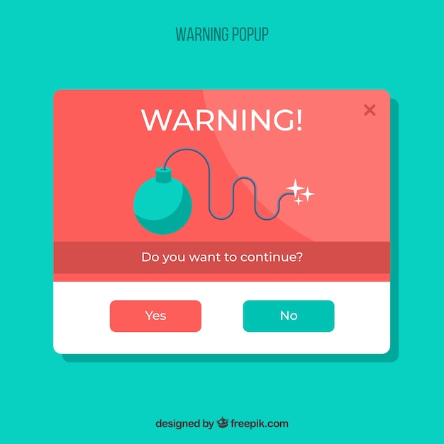 Vecteur gratuit avertissement coloré pop up avec un design plat
