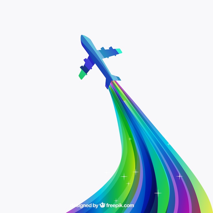 Vecteur gratuit avion coloré dans le style abstrait