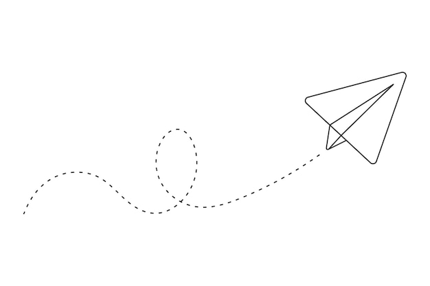 Avion En Papier Envoyé Avec Des Lignes Pointillées