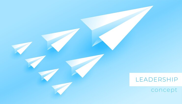 Vecteur gratuit avion de style origami leader avec une forte culture d'entreprise