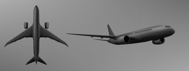 Vecteur gratuit avion de vecteur réaliste 3d vue de dessus isolé