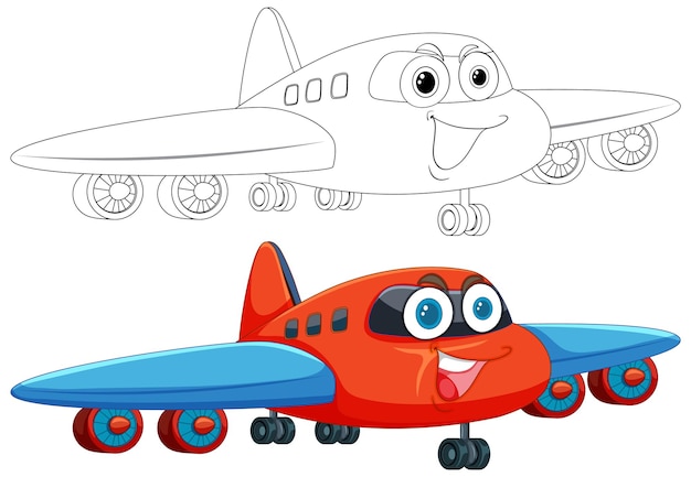 Vecteur gratuit avions de dessin animé coloré souriant