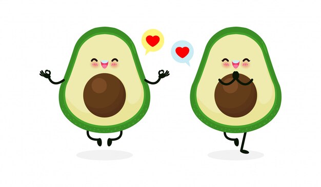 Avocat De Dessin Anime Mignon Dans La Pose De Yoga Manger Des Aliments Sains Et De Remise En Forme Caractere De Fruit Drole Avocat Fort Et Heureux Mediter Dans La Pose De