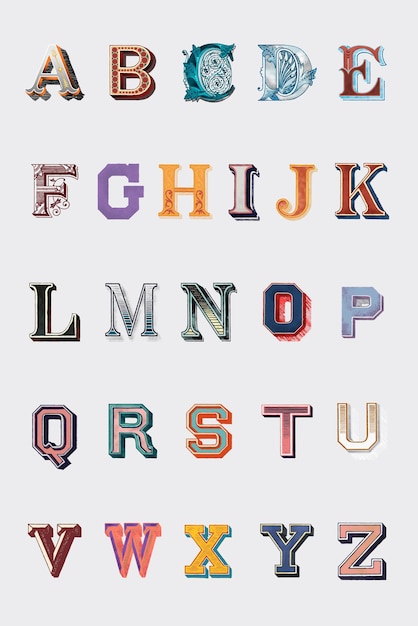 Vecteur gratuit az alphabet polices vintage vecteur typographie 