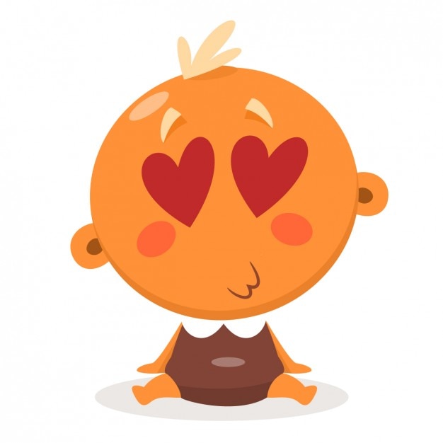 Vecteur gratuit baby boy avec les yeux en forme de coeur