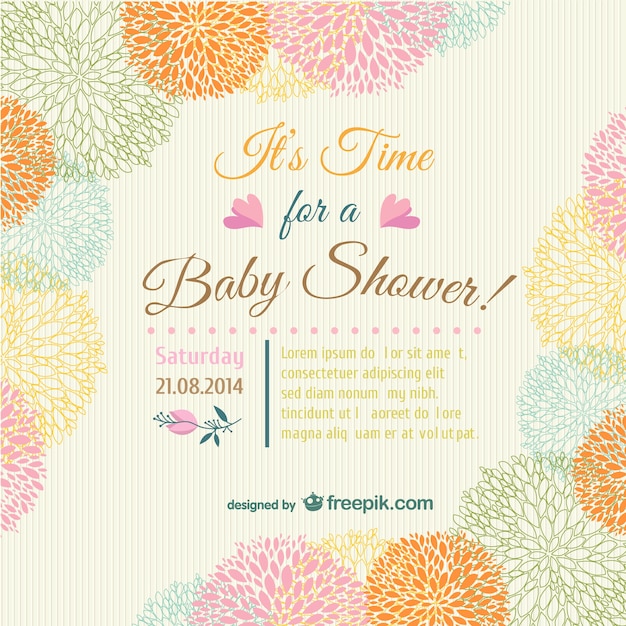 Baby Shower Floral Carte D'invitation