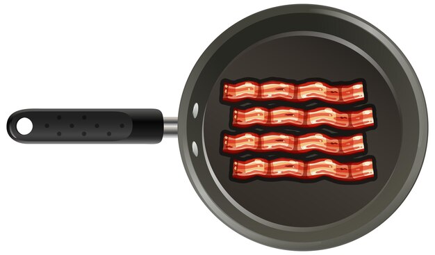 Vecteur gratuit bacons dans une casserole sur fond blanc