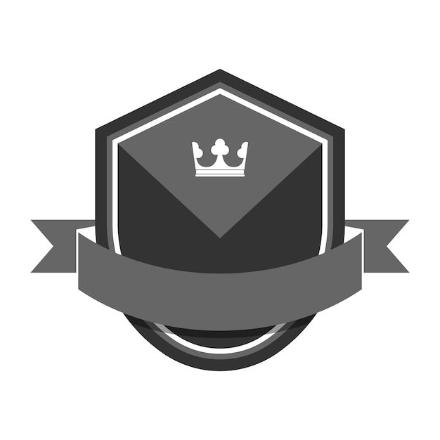 Badge gris orné d&#39;une bannière