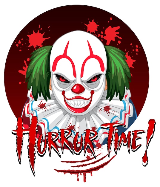 Badge Horror Time avec deux clowns effrayants