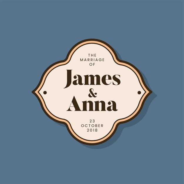 Badge d&#39;invitation de mariage de style classique