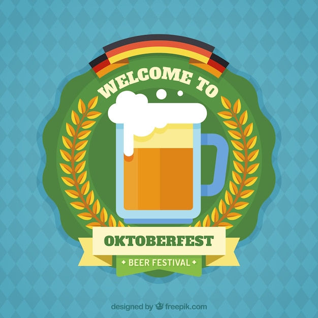 Badge Plat Pour L'oktoberfest Avec Une Tasse à Bière