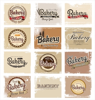 Badge rétro de boulangerie et étiquettes
