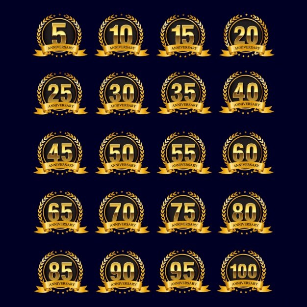 badges d&#39;anniversaire d&#39;or