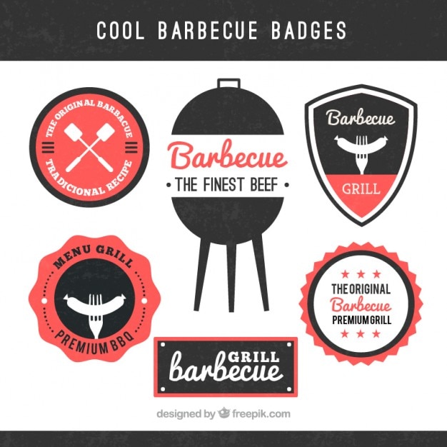 Vecteur gratuit badges barbecue cool