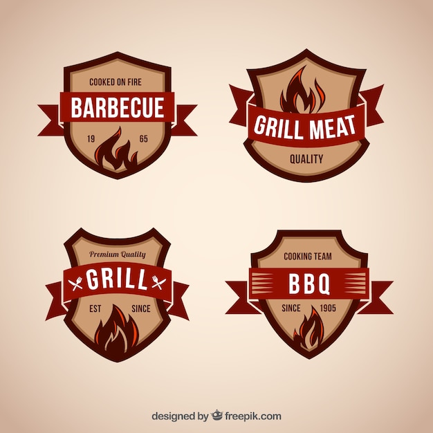Vecteur gratuit badges de barbecue