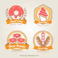 Vecteur gratuit badges de boulangerie magnifiques dans le style vintage