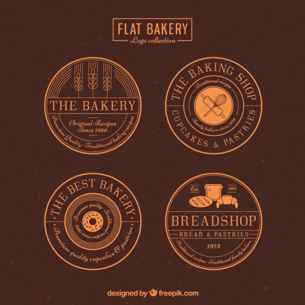Vecteur gratuit badges de boulangerie ronde