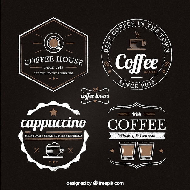 Vecteur gratuit badges de café rétro