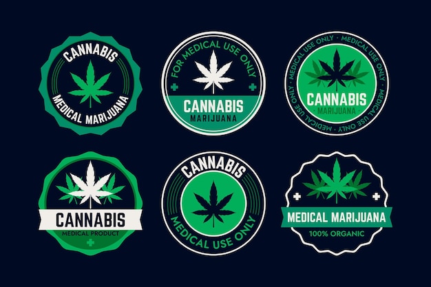 Vecteur gratuit badges de cannabis médical