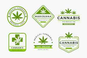 Vecteur gratuit badges de cannabis médical