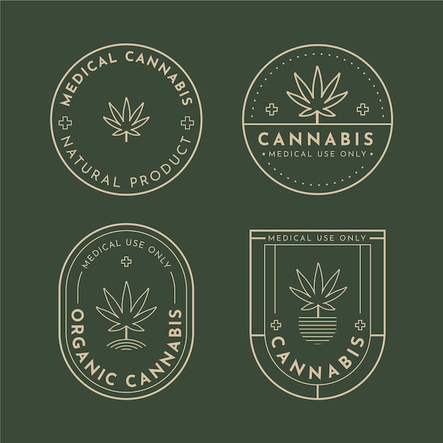 Vecteur gratuit badges de cannabis médical