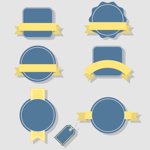 Vecteur gratuit badges avec collection de rubans