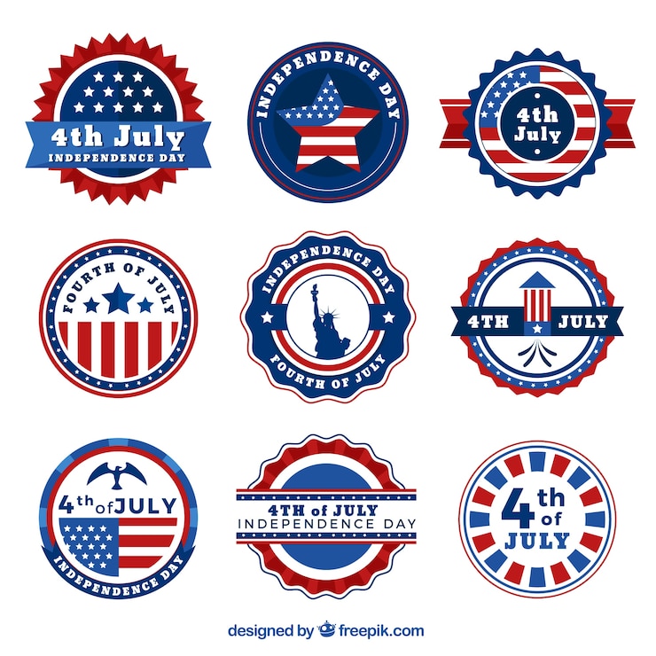 Vecteur gratuit badges cru arrondi de jour de l&#39;indépendance