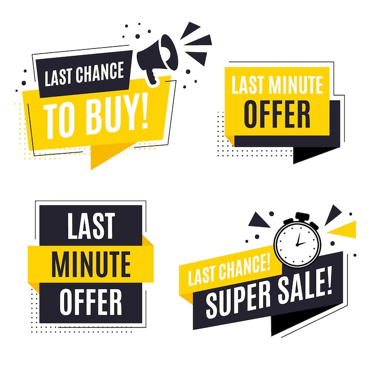 Vecteur gratuit badges de dernière chance design plat