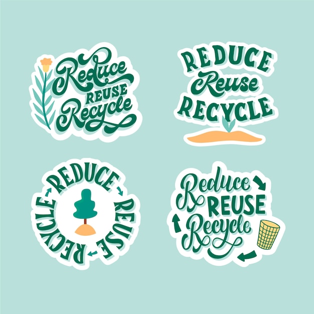 Badges écologiques dessinés à la main