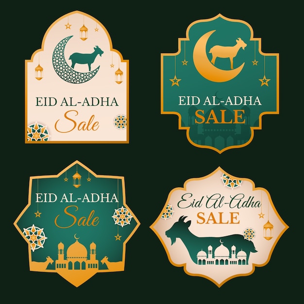 Vecteur gratuit badges eid al-adha dégradés