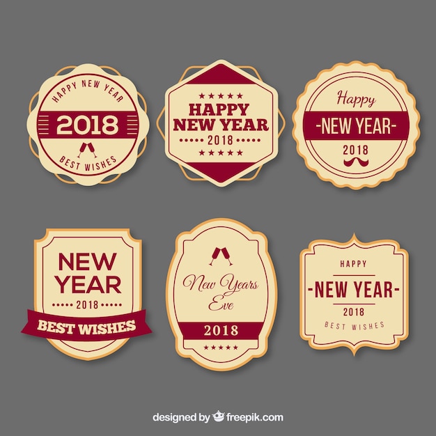 Badges élégants Pour La Nouvelle Année 2018