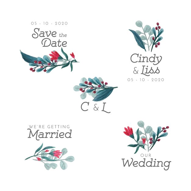 Badges floraux de mariage
