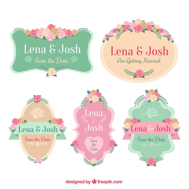 Vecteur gratuit badges floraux pour le mariage