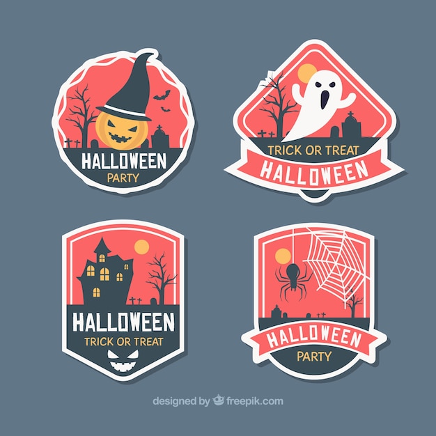 Badges De Halloween En Quatre Couleurs